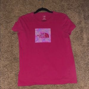 Pink North face shirt